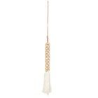 Las Cuentas de Madera con Borla de Algodón - Blanco Natural