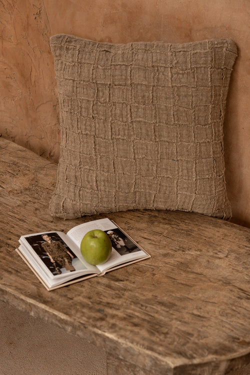 Funda de cojín The Linen Damier - Natural