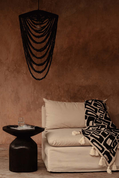 Wooden Bead Chandelier - Black - L