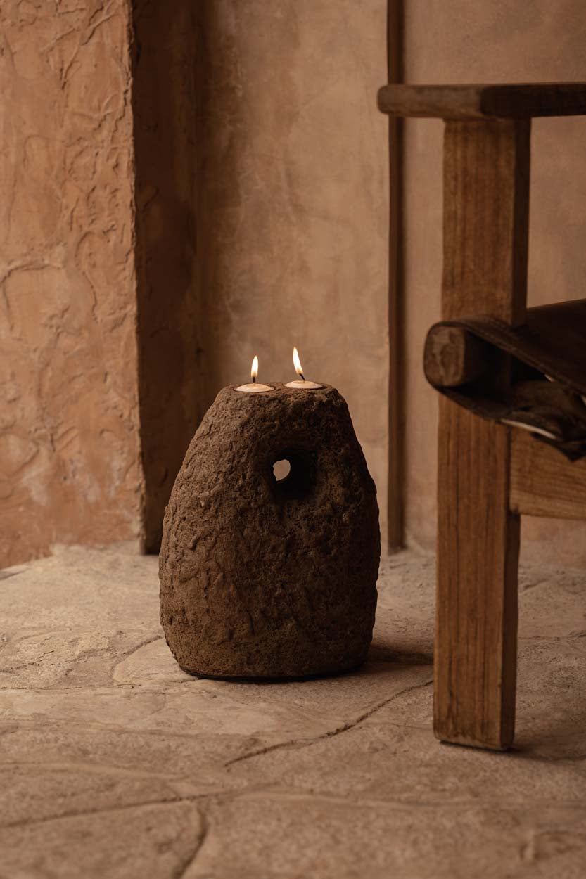 Portavelas Terra Totem - Marrón