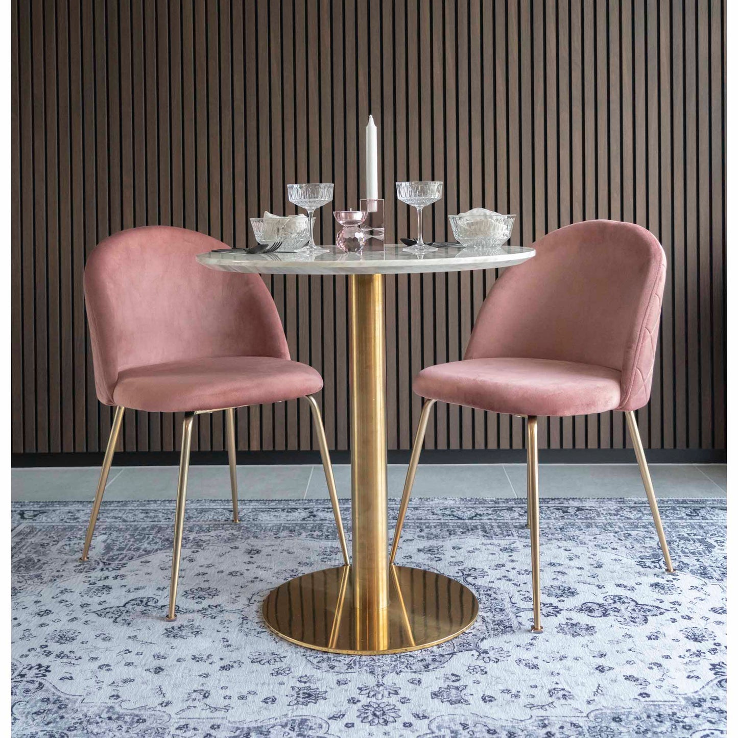 Mesa de comedor Bolzano - Blanco / Latón