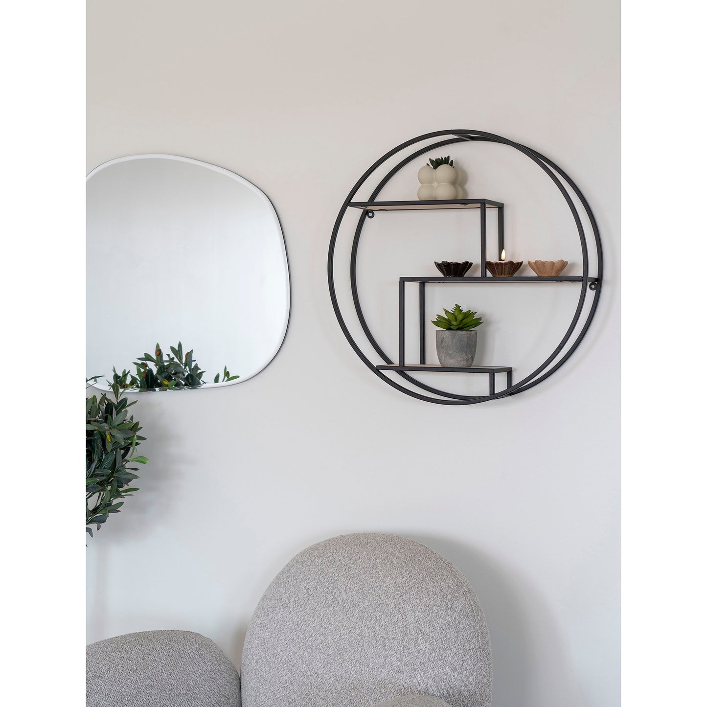 Estante de pared Rotterdam - Negro / Natural