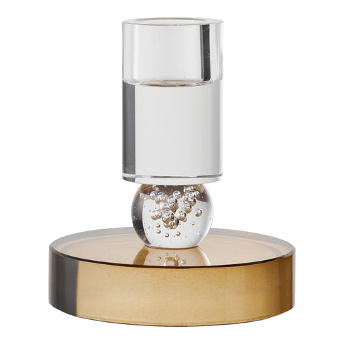 Glass candle holder – brown and white