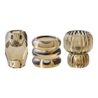 Glass Tealight Holders – Smoked Brown (Set of 3)