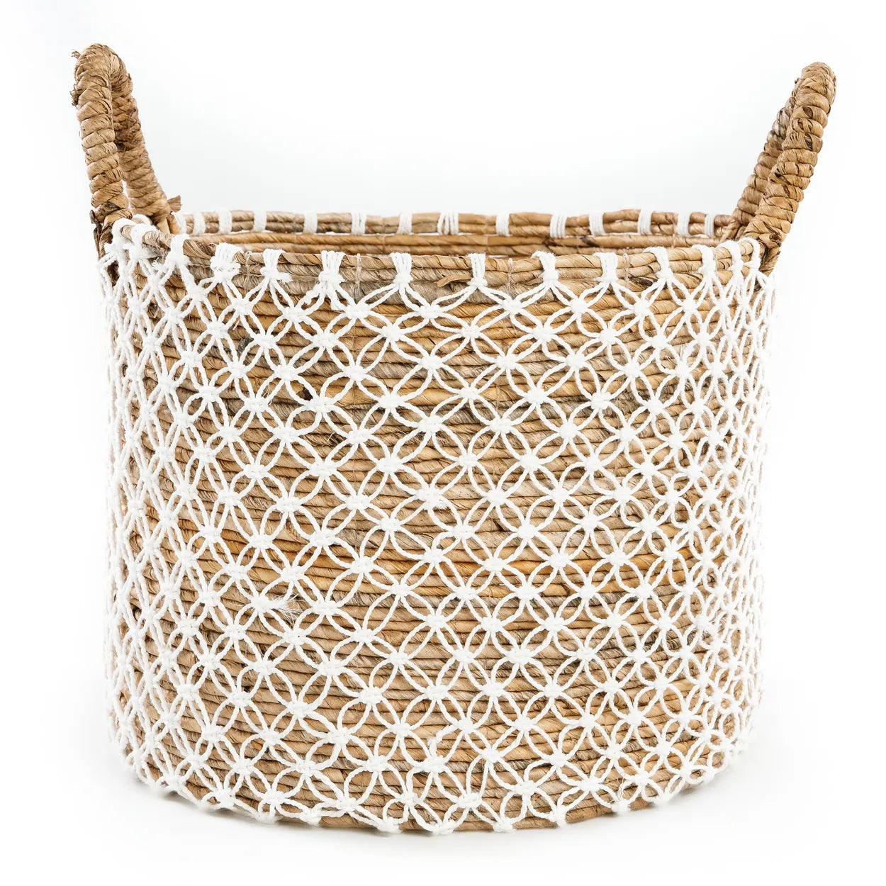 Le Panier en Macramé au Point de Croix - Blanc Naturel - L