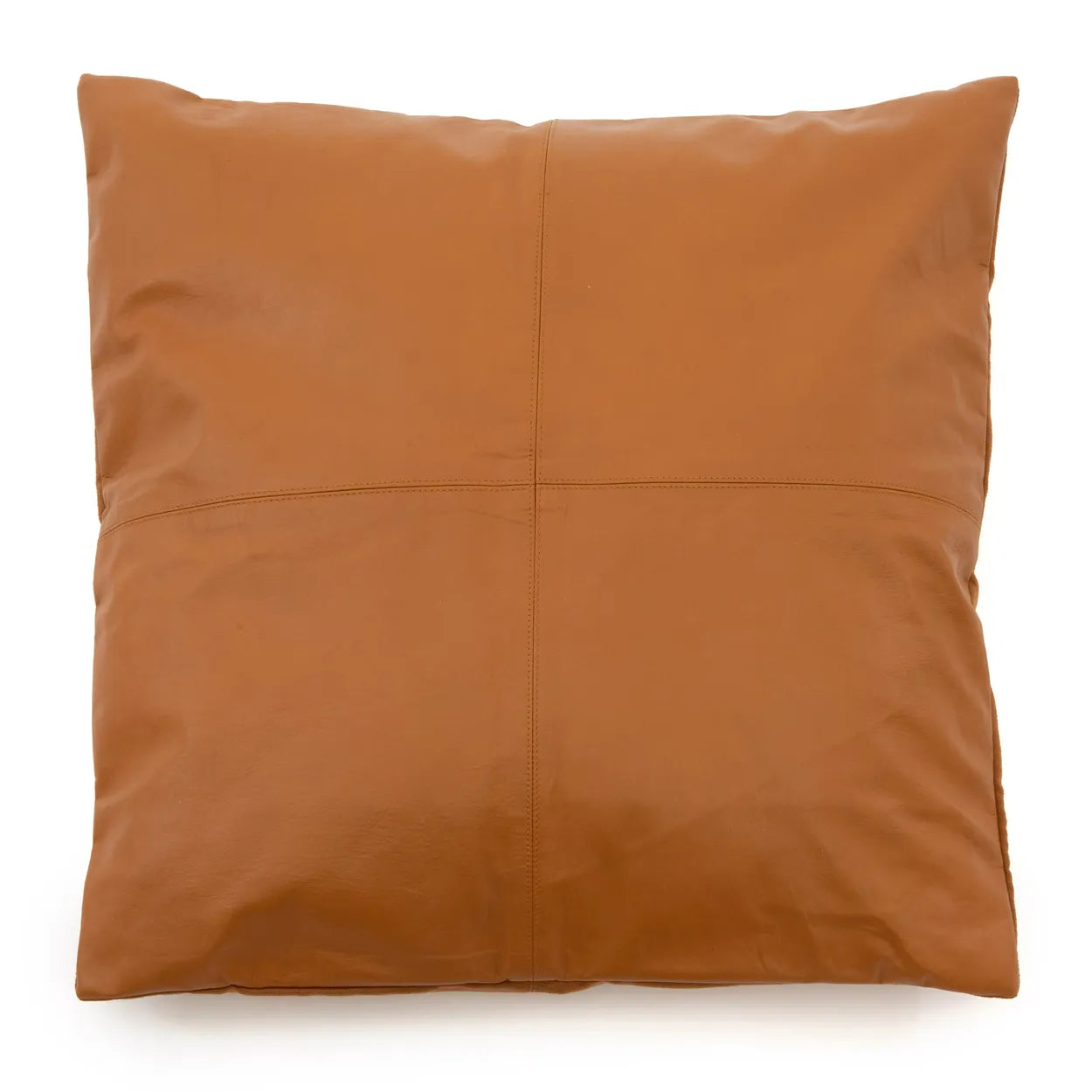 La Housse de Coussin en Cuir à Quatre Panneaux - Camel - 60x60