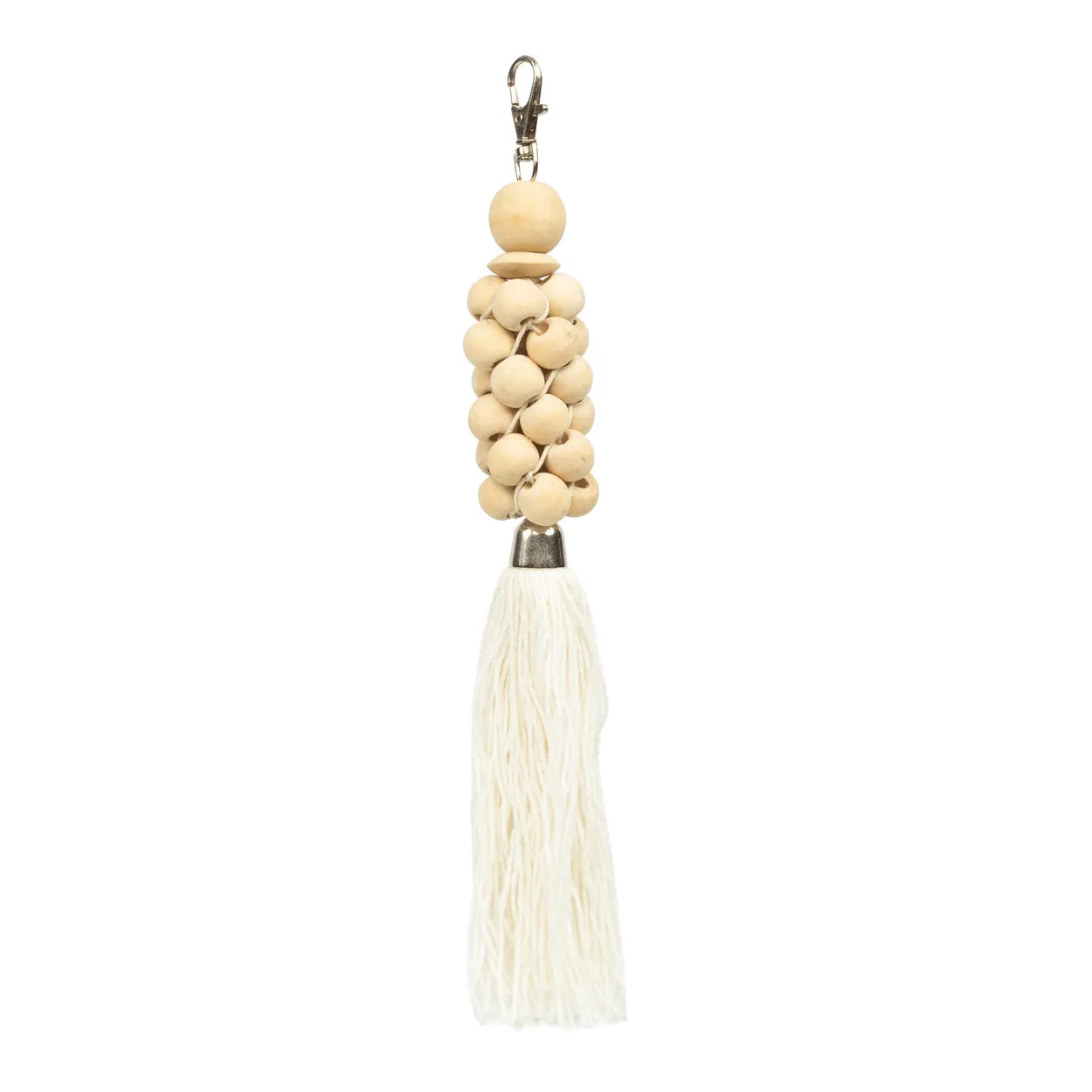 The Wooden Bead Keychain - Natural White