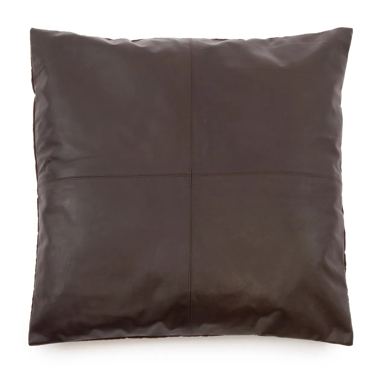 La Housse de Coussin en Cuir à Quatre Panneaux - Chocolat - 60x60