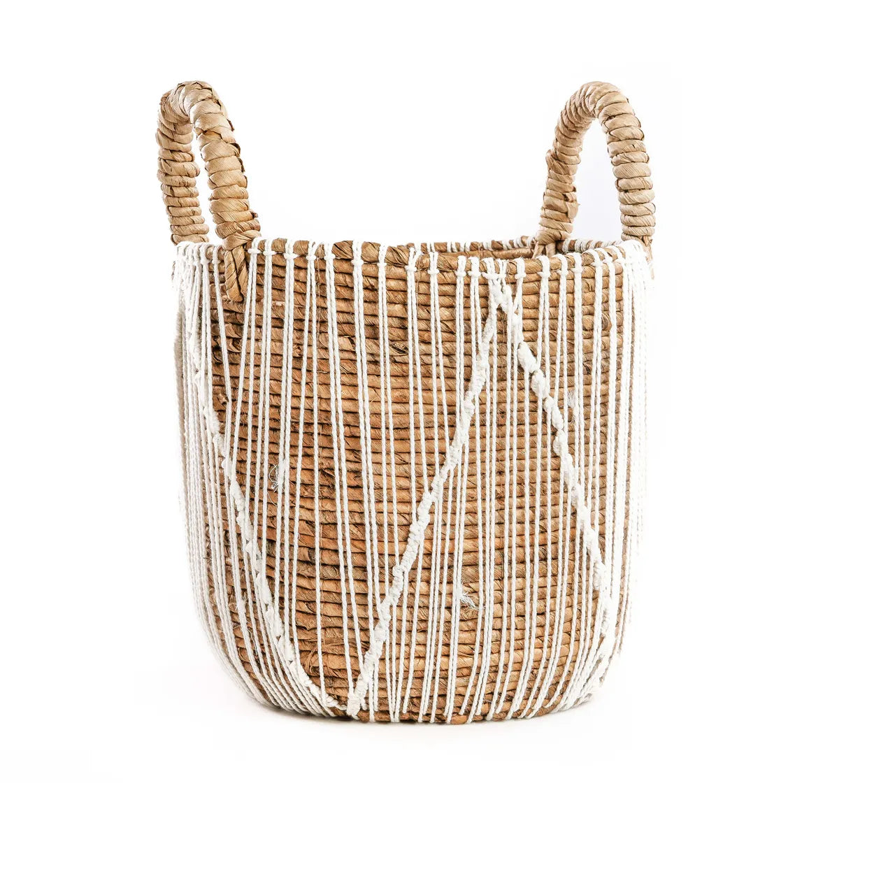 The Straight Stitched Macramé Basket - Natural White - S