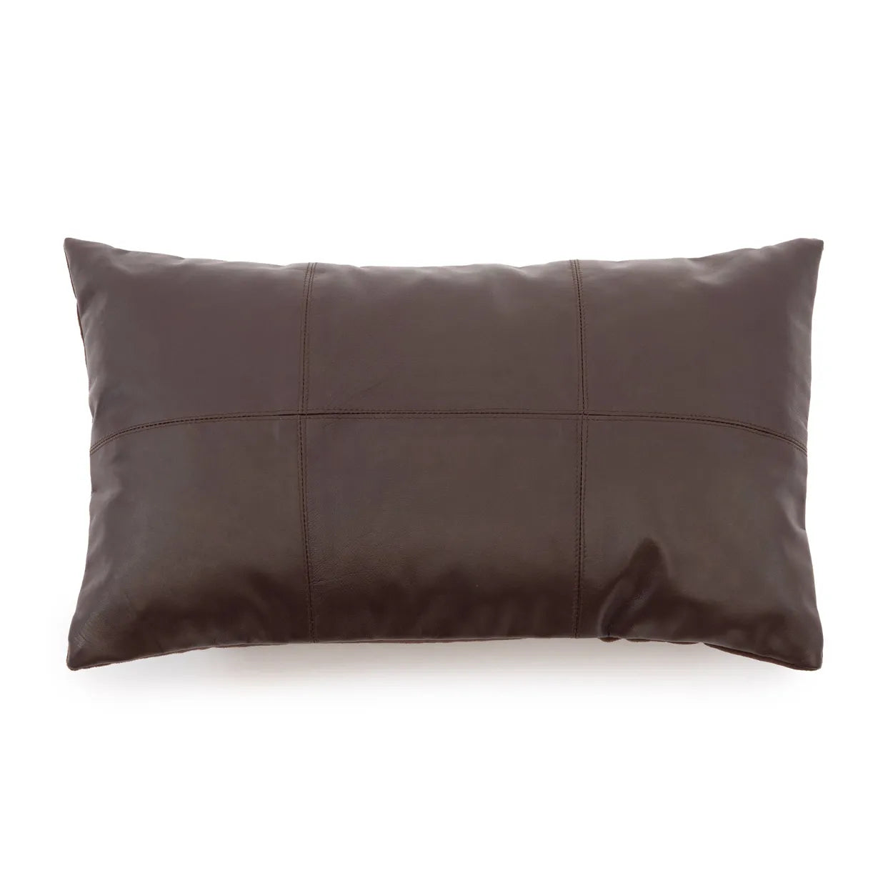 La Housse de Coussin en Cuir à Six Panneaux - Chocolat - 30x50