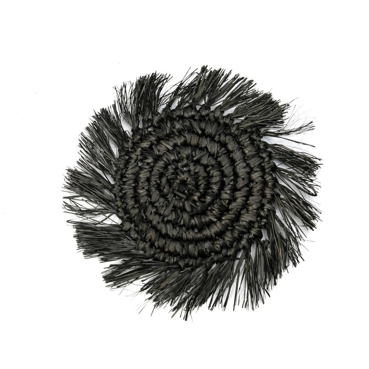 Raffia Fringe Coaster - Black