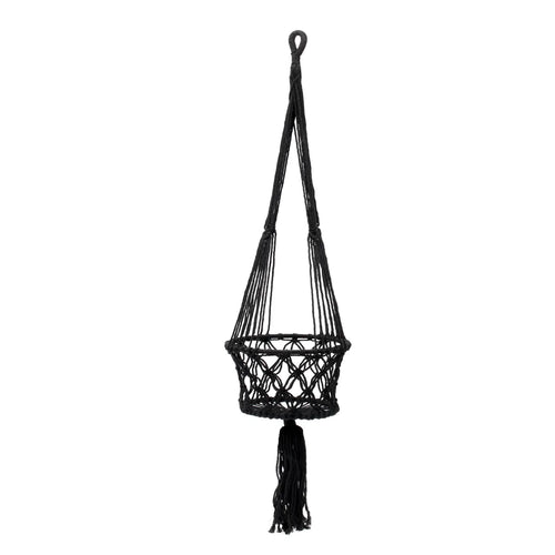 Macrame Plant Hanger - Black - L