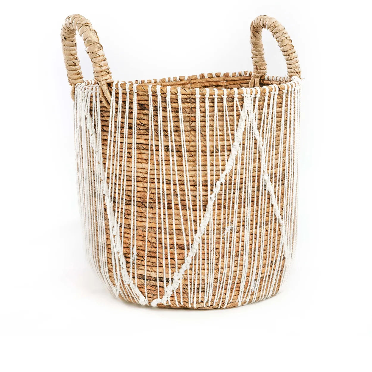 La Cesta de Macramé Straight Stitched - Natural Blanco - L - Rikih