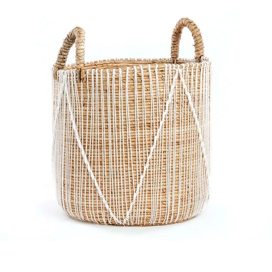 La Cesta de Macramé Straight Stitched - Natural Blanco - M