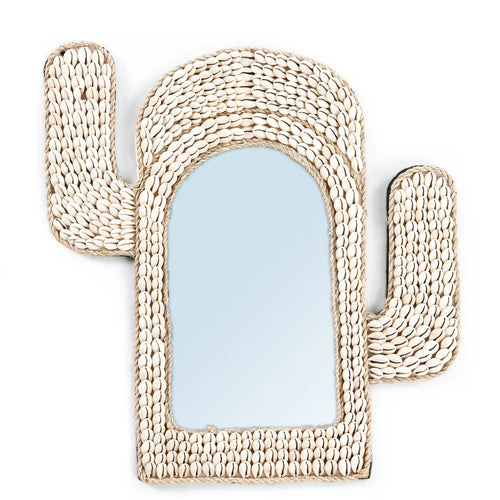 Cactus Shell Mirror - White