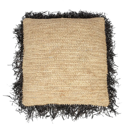 The Raffia Square Cushion Cover - Natural Black - 60x60