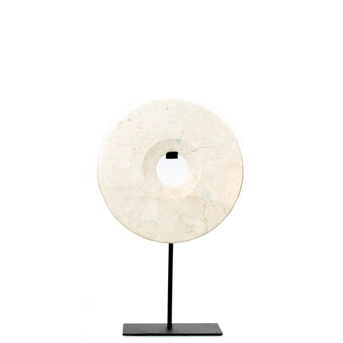 Marble Disk with Stand - White - M