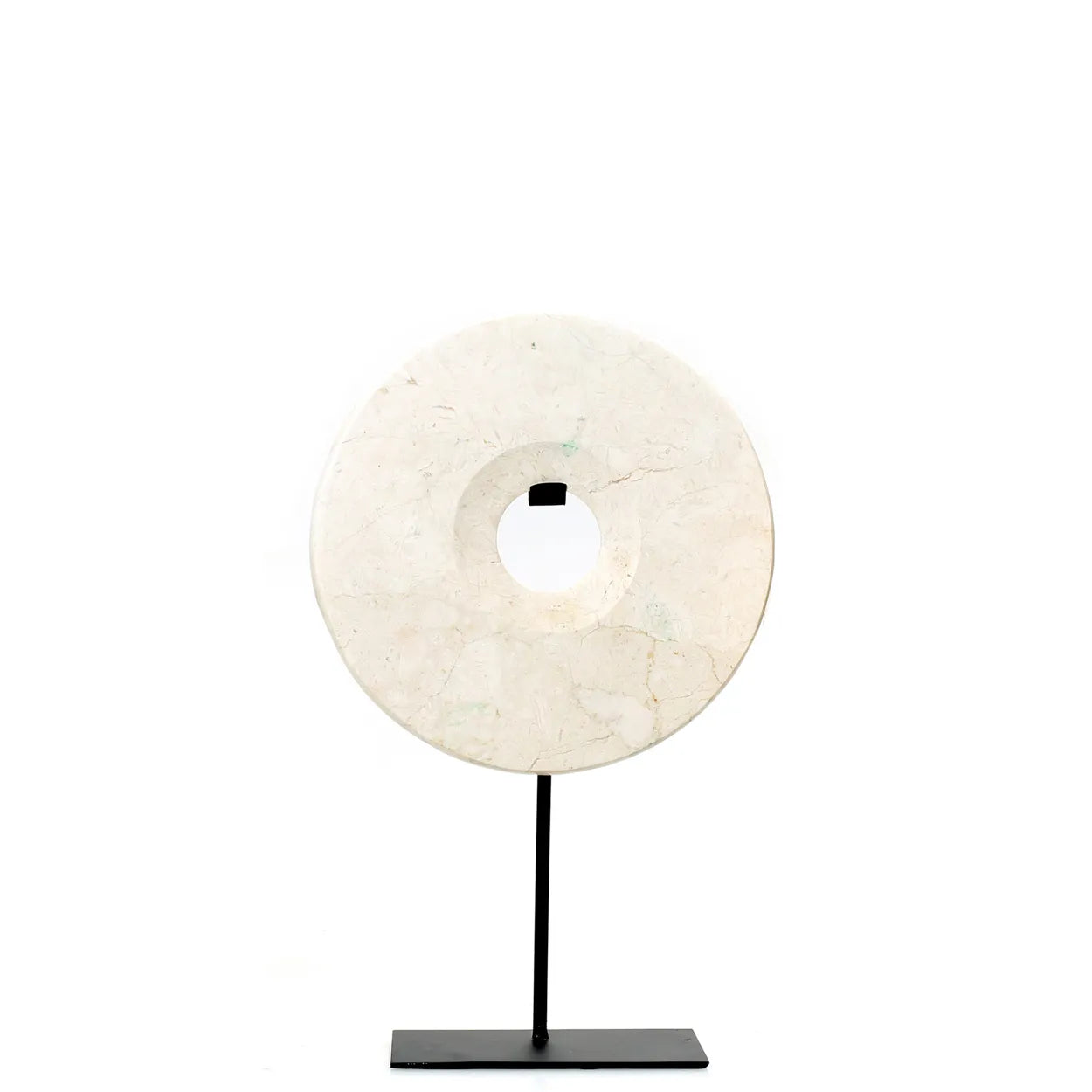 Marble Disc on Pedestal - White - M