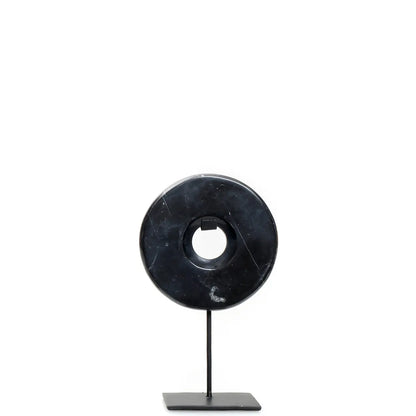 Marble Disc on Pedestal - Black - S