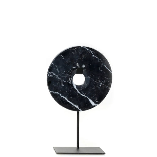 Marble Disk on Stand - Black - M