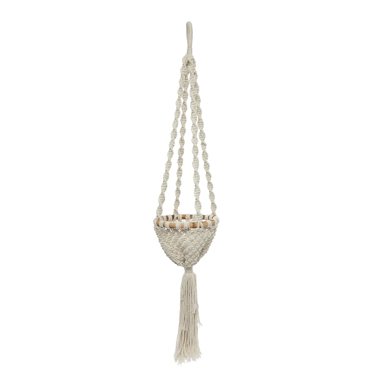 Portaplantas de Macramé Trenzado - Natural Blanco - M