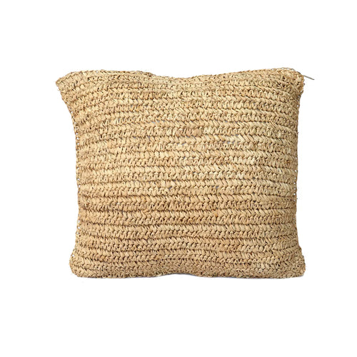 The Raffia Flowers Square Cushion Cover - Natural - 40x40