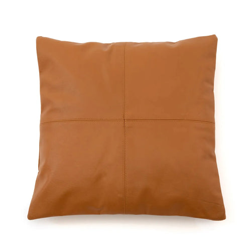 Four-panel leather cushion cover - Camel - 40x40