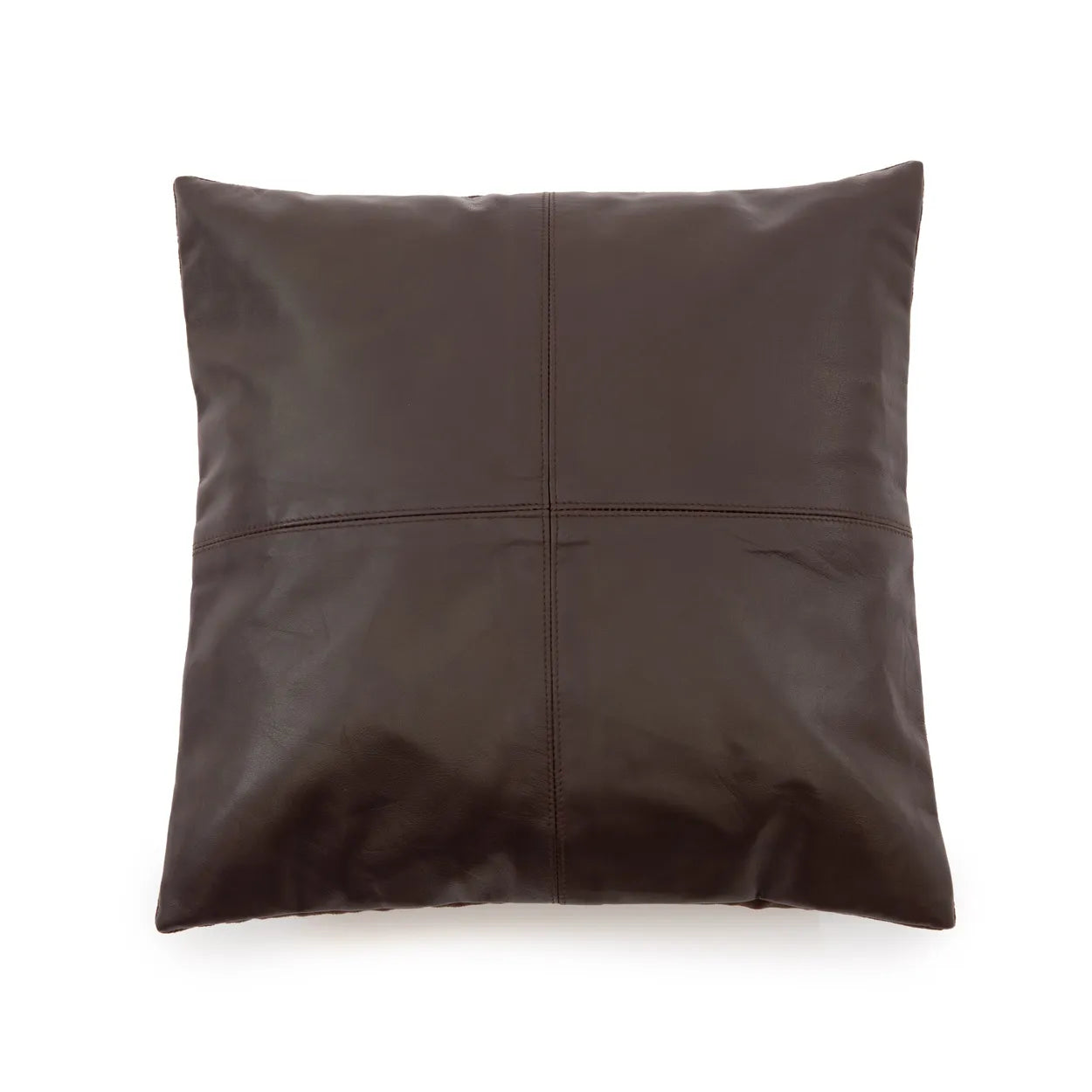 La Housse de Coussin en Cuir à Quatre Panneaux - Chocolat - 40x40