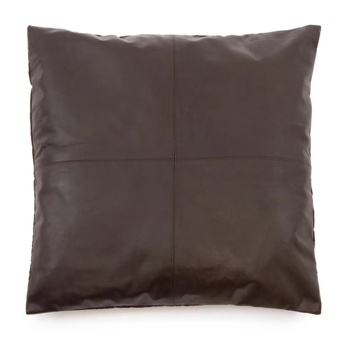 Four-Panel Leather Cushion Cover - Choco - 60x60