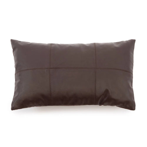 Six-panel leather cushion cover - Choco - 30x50