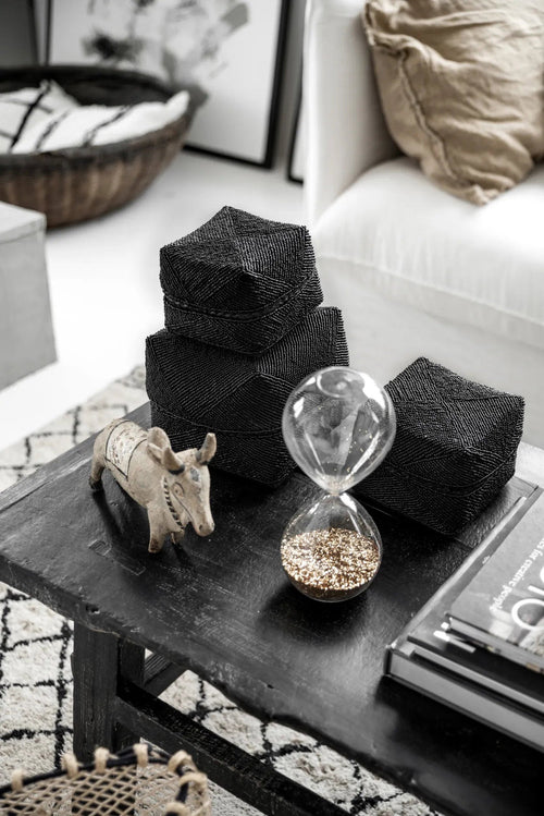Beaded Basket - Black - L