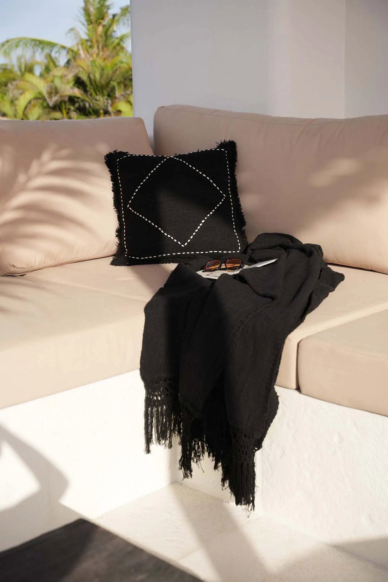 Funda de cojín The Kasbah - Negro Blanco