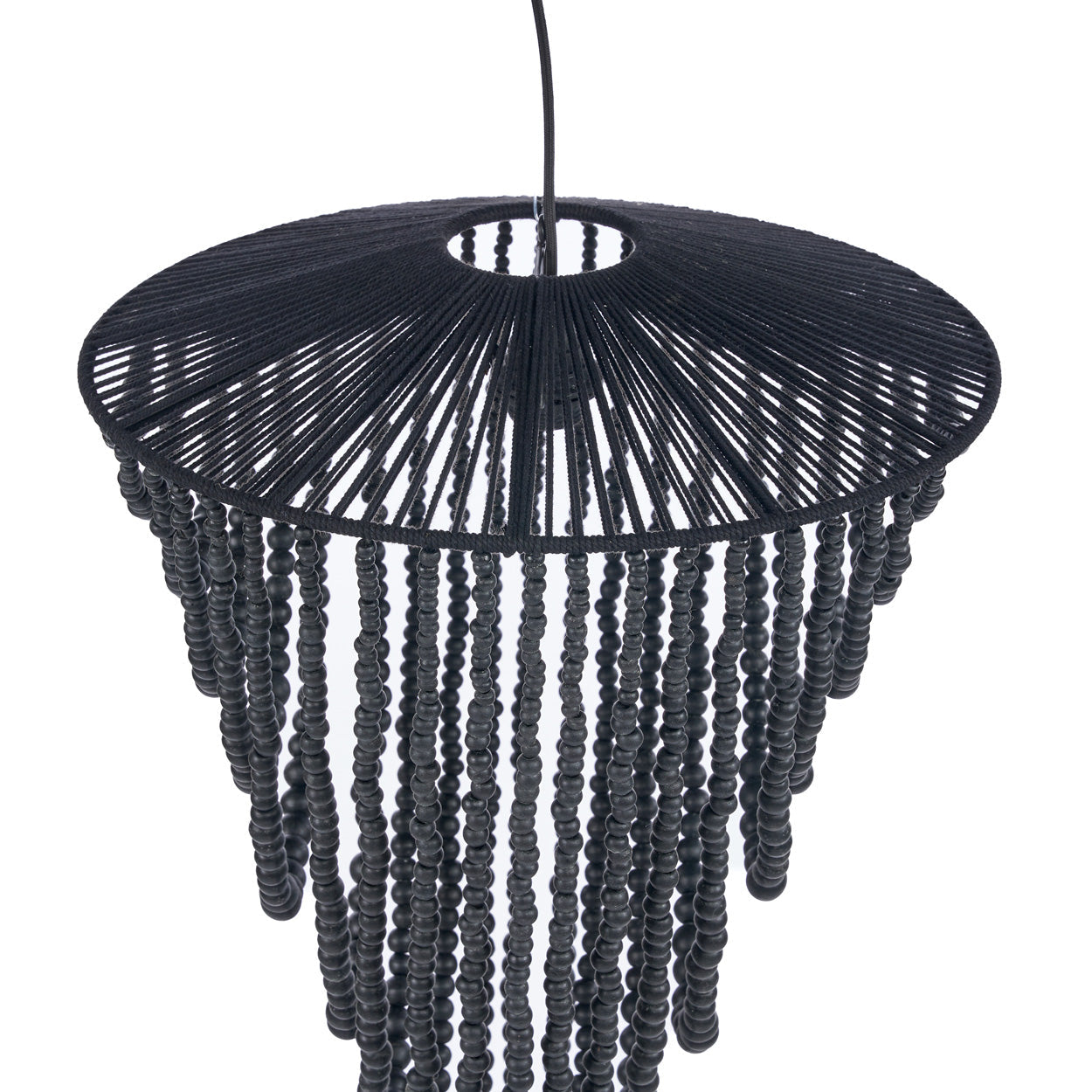 Lámpara de araña con cuentas de madera - Negro - L