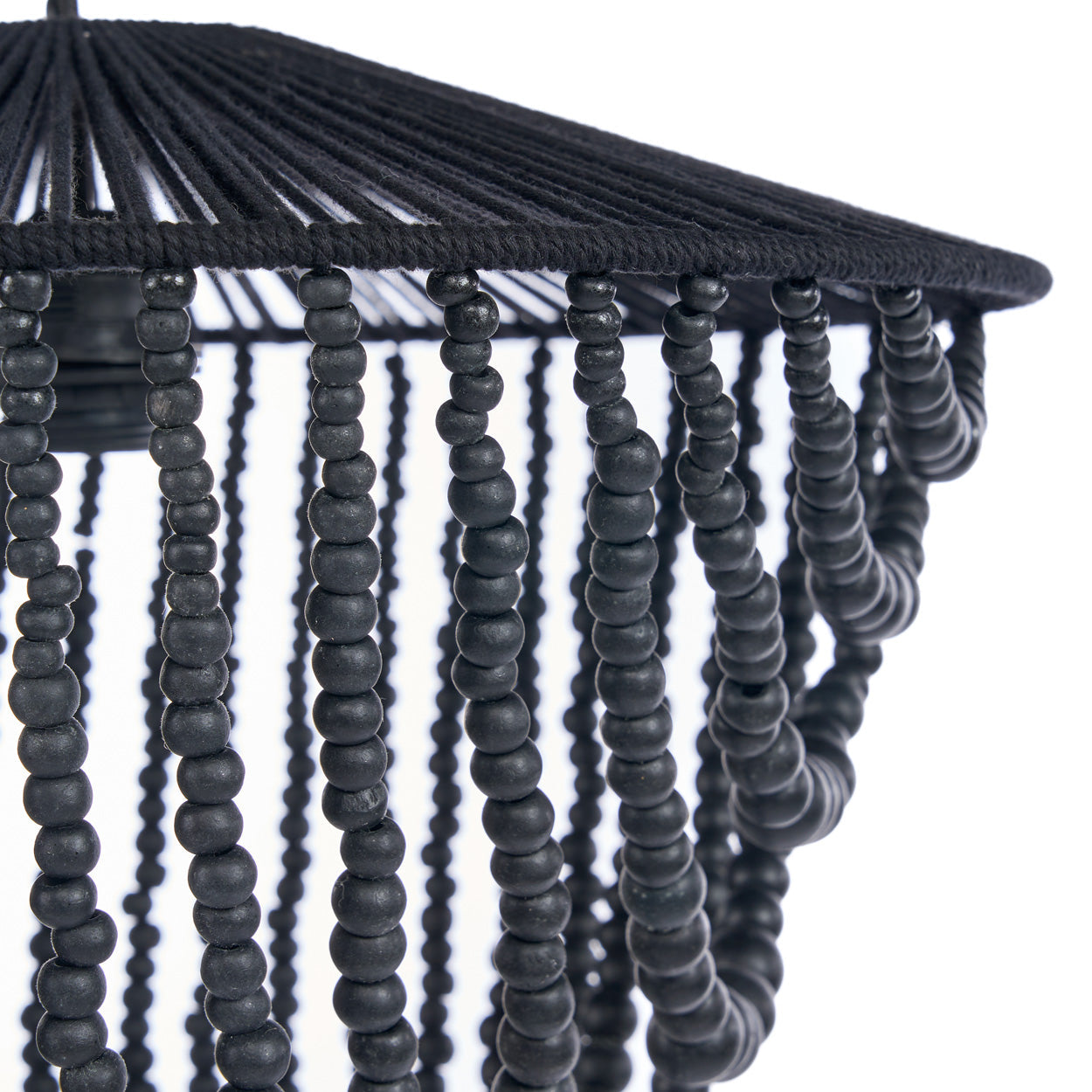 Lámpara de araña con cuentas de madera - Negro - L