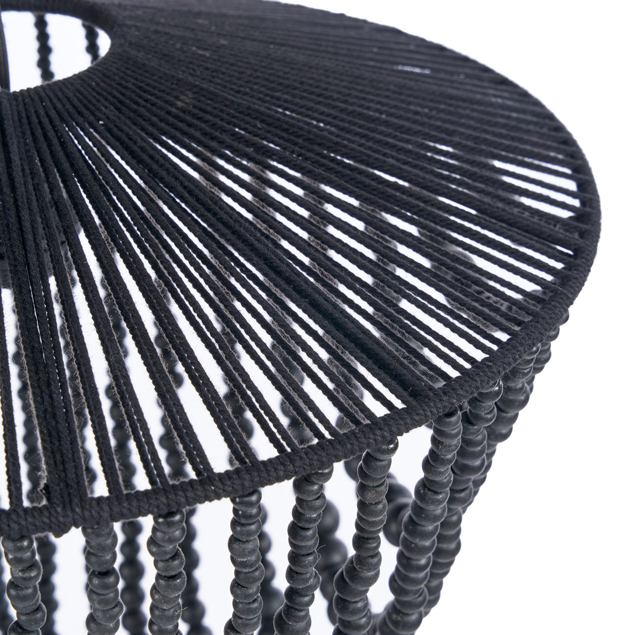 Lámpara de araña con cuentas de madera - Negro - L