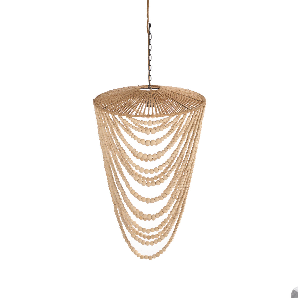 Le lustre à perles en bois - Naturel - G