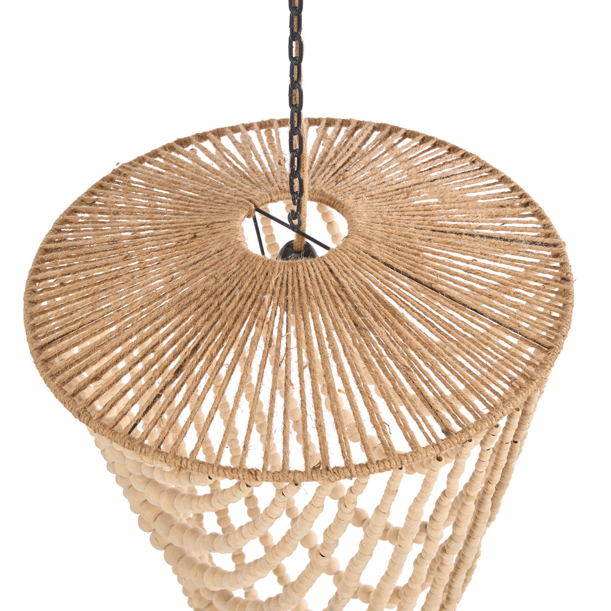 Le lustre à perles en bois - Naturel - G
