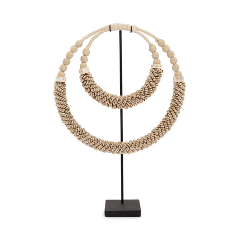 Double Shell Necklace with Stand - Natural