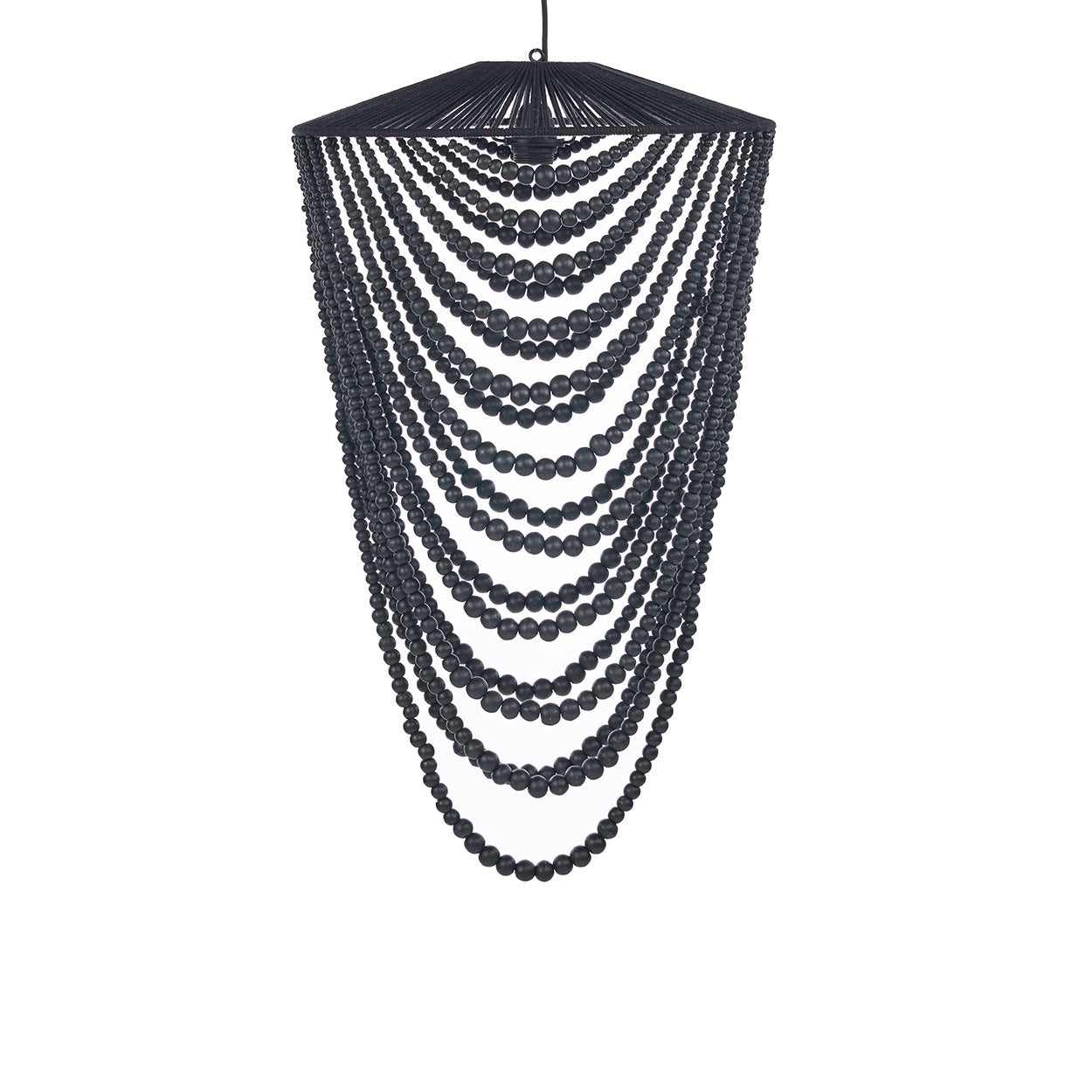 Lámpara de araña con cuentas de madera - Negro - L