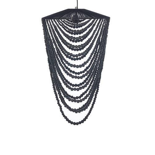 Lámpara de araña con cuentas de madera - Negro - L
