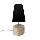 Lámpara de mesa The Raffia de madera de teca - Negro natural