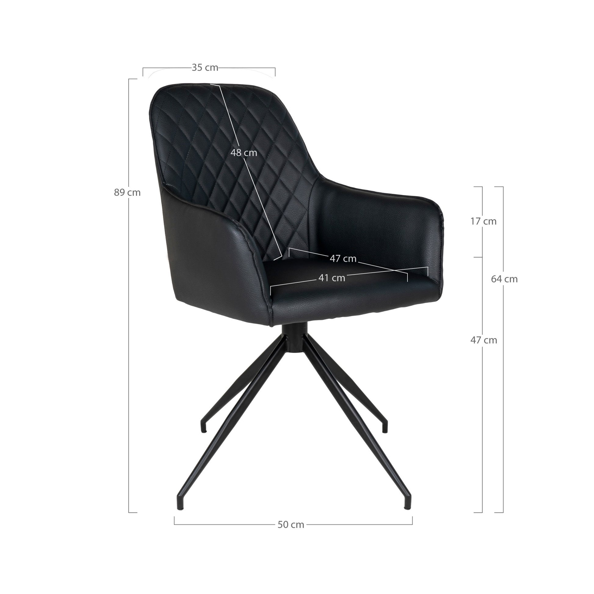 Silla de comedor Harbo con giro - Negro