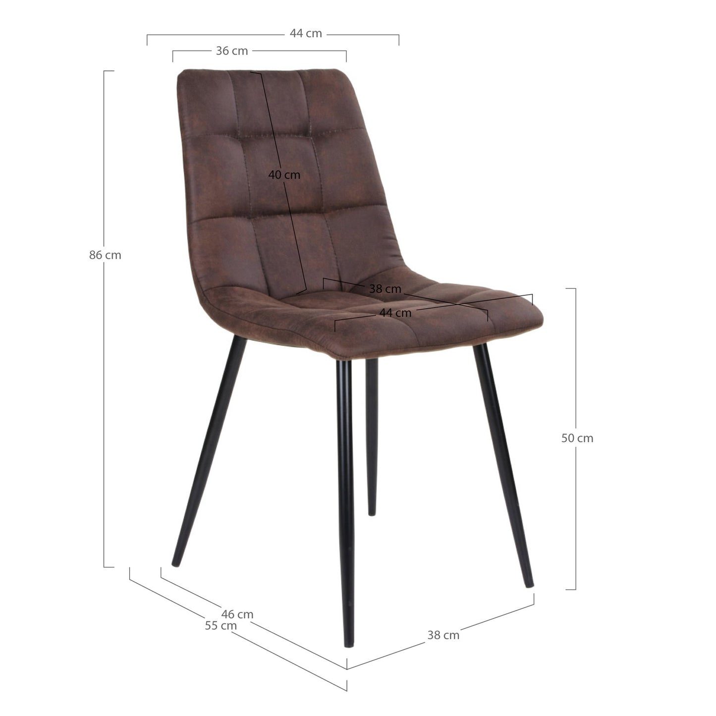 Silla de comedor Middelfart - Marrón