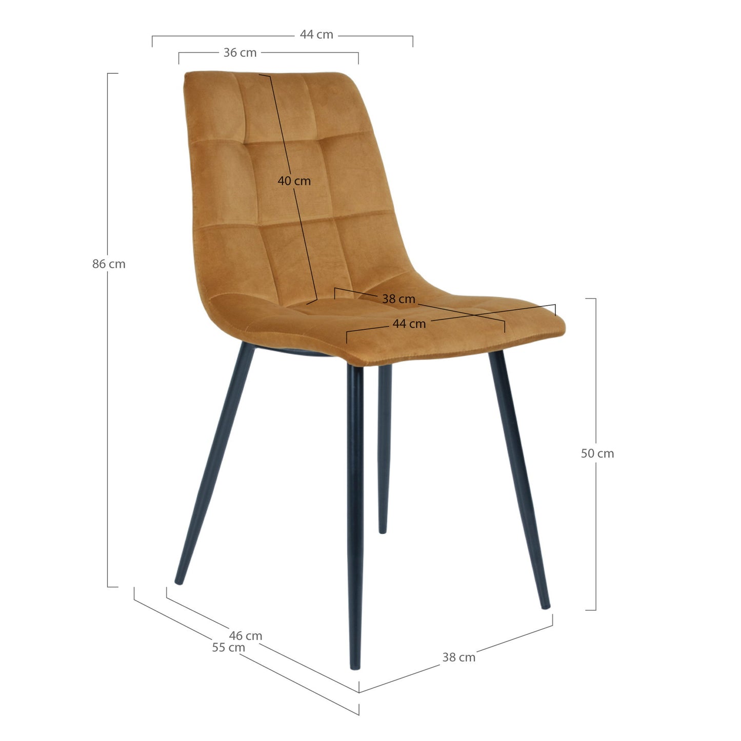 Silla de comedor Middelfart - Amarillo mostaza