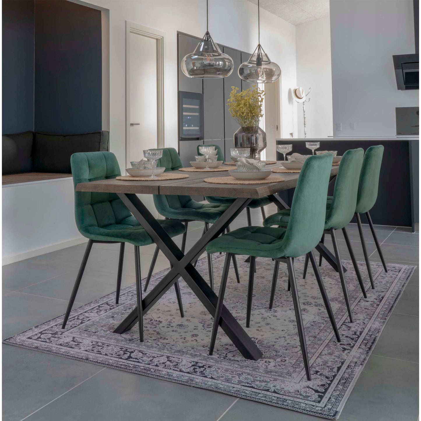 Silla de comedor Middelfart - Verde oscuro