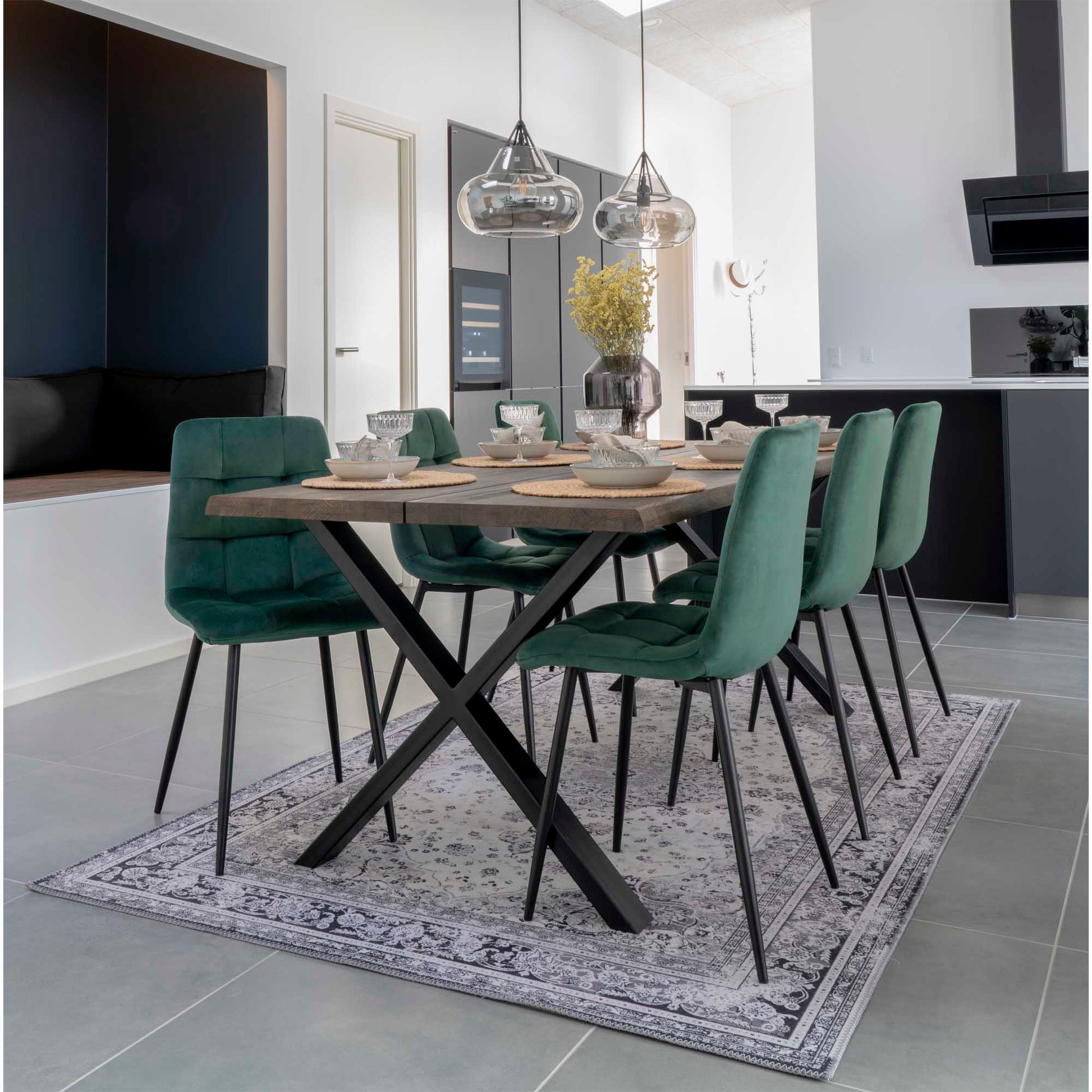 Silla de comedor Middelfart - Verde oscuro
