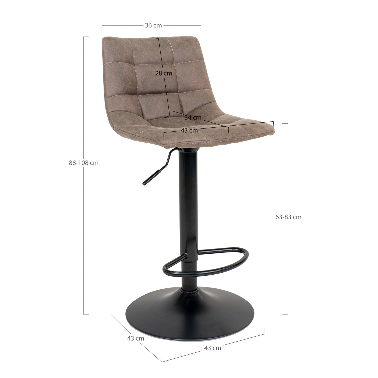 Silla de bar Middelfart - Marrón