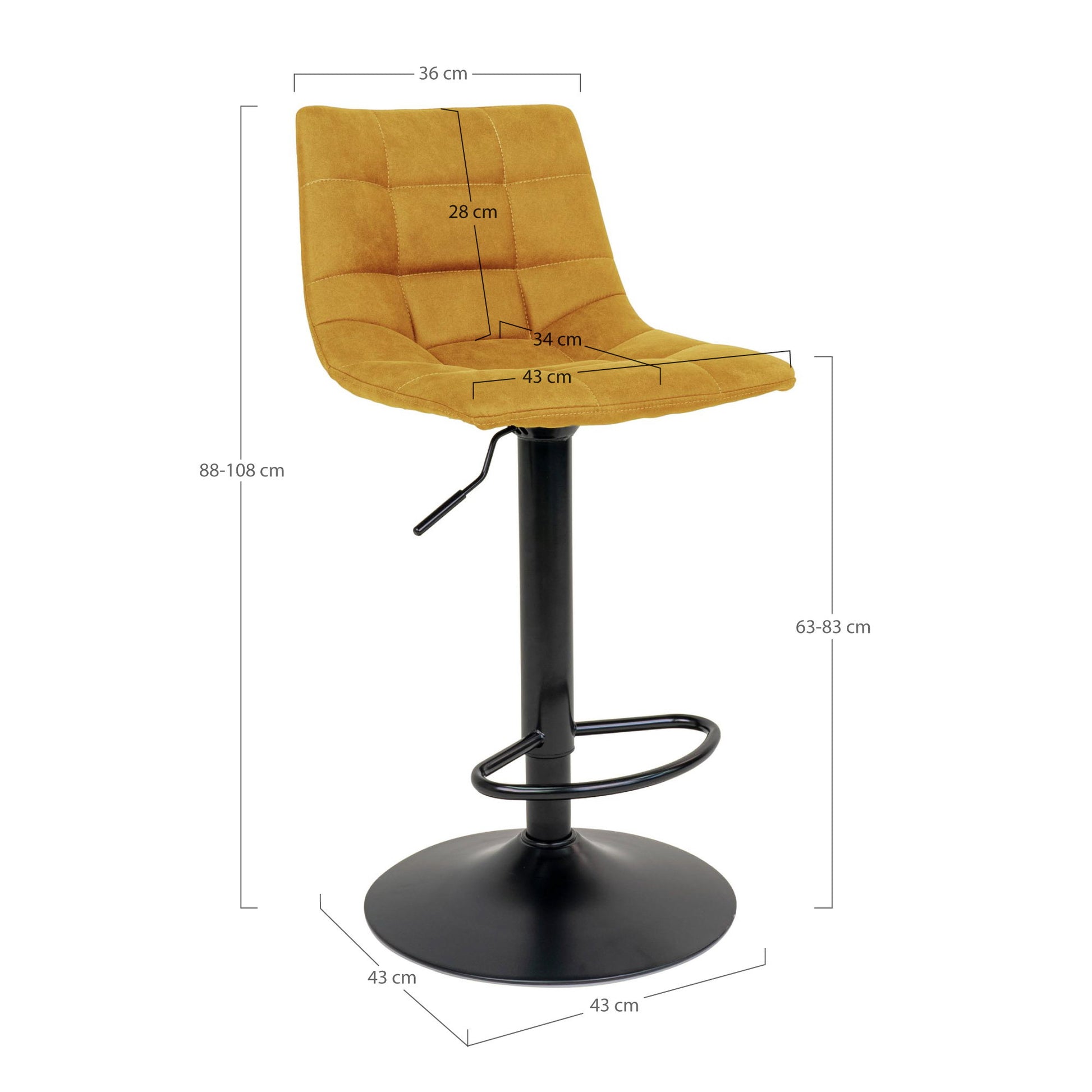 Silla de bar Middelfart - Amarillo mostaza