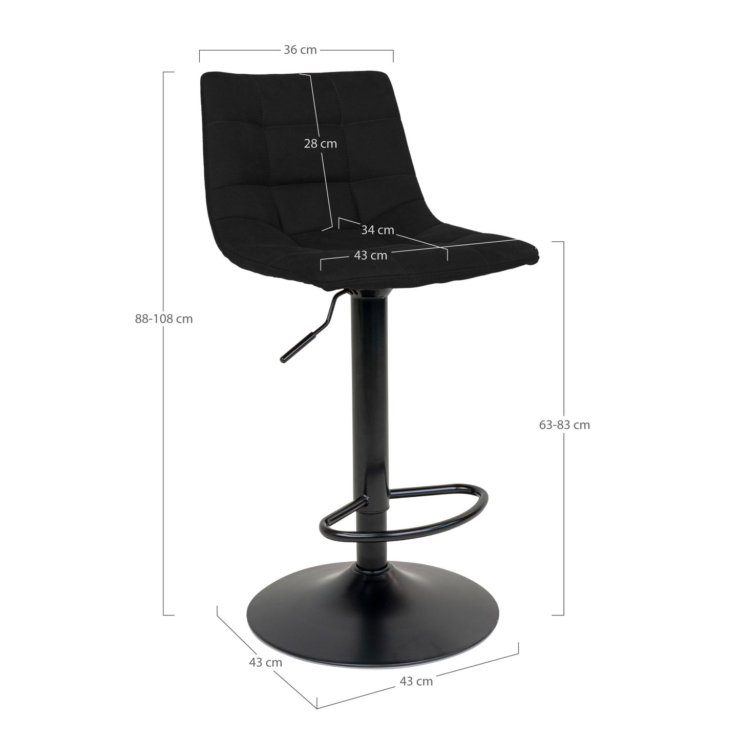Silla de bar Middelfart - Negro