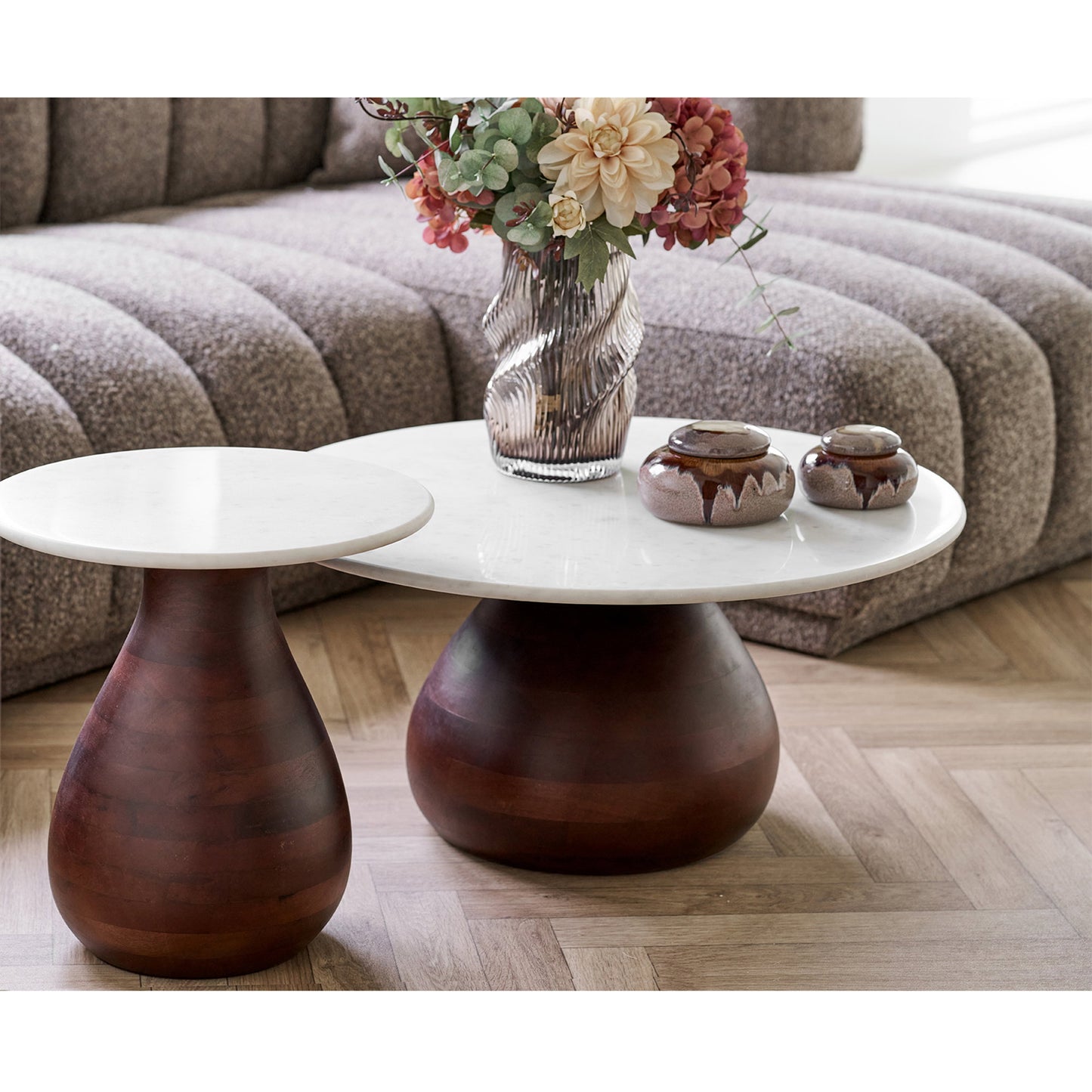 Mesa de centro Heide - Blanco / Marrón oscuro